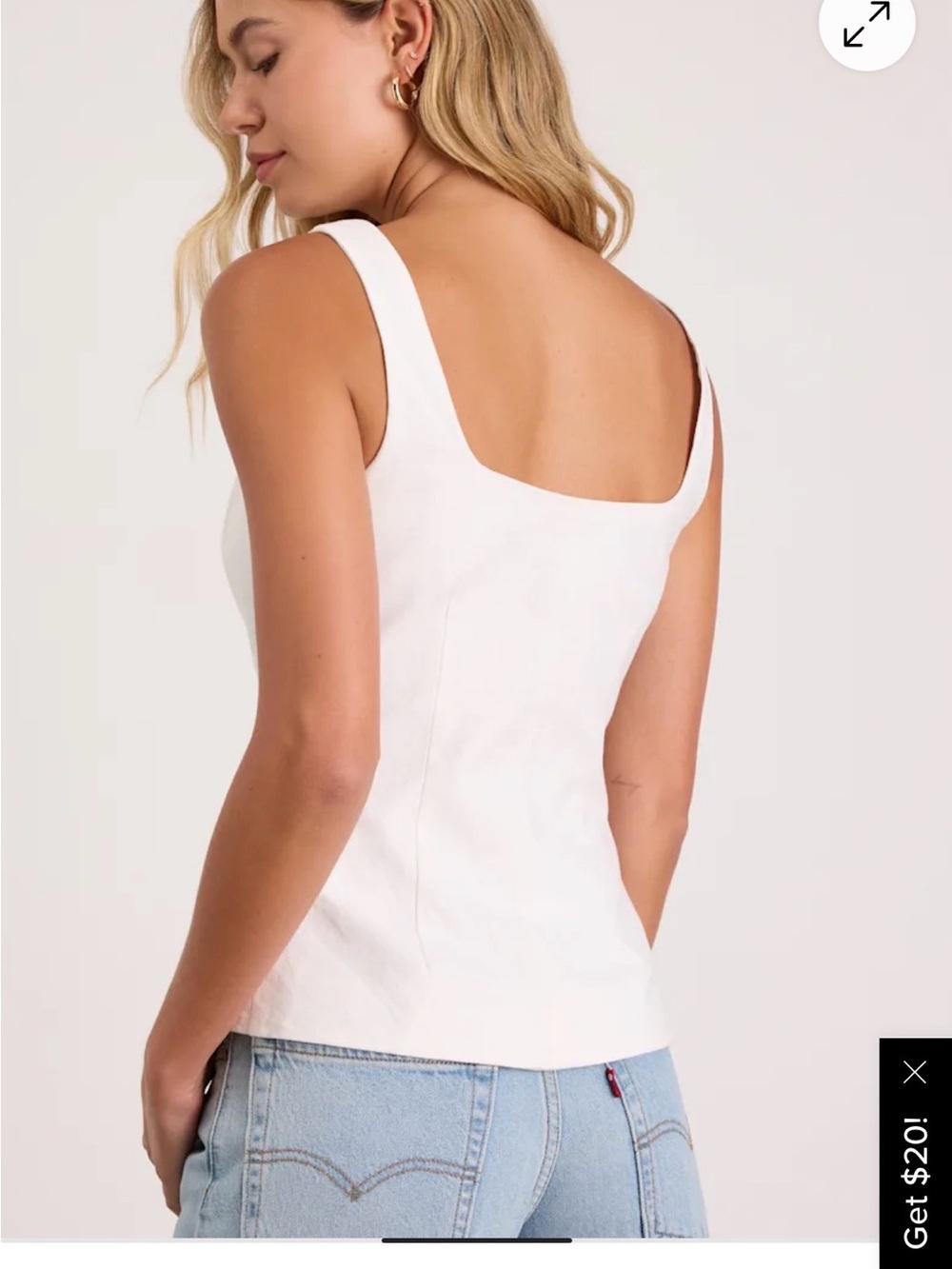 Lulus Sleeveless White Button-Front Square Neck Top - Picture 2 of 8